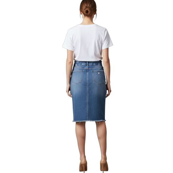 GUESS Denim Pencil Skirt -Size Lg -EUC $98 Retail - Picture 4 of 11